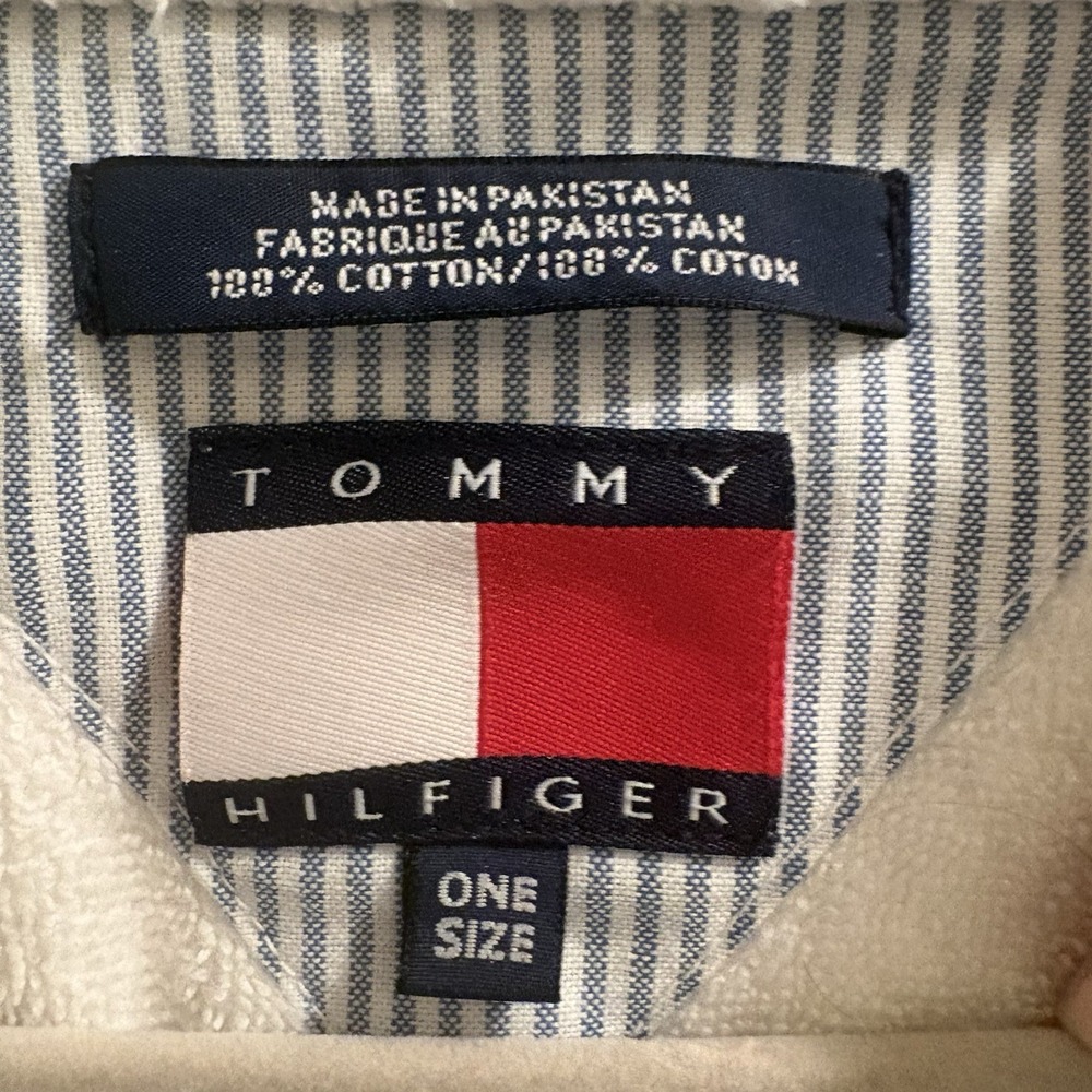TOMMY HILFIGER 100%TERRY CLOTH WHITE SPA/BATH ROBE UNISEX One Size Belted - Picture 5 of 5